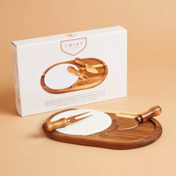 Twine Living Co. Gourmet Wood & Ceramic Cheese Board Set - Picture 14 of 14